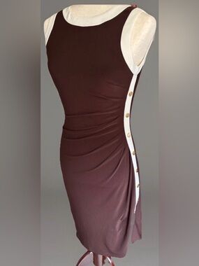 RALPH LAUREN Color blocked brown  Sleeveless Sheath midi Dress stretchy Size 2
